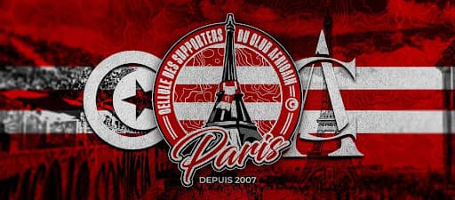 Supporters traveling together with flags and banners